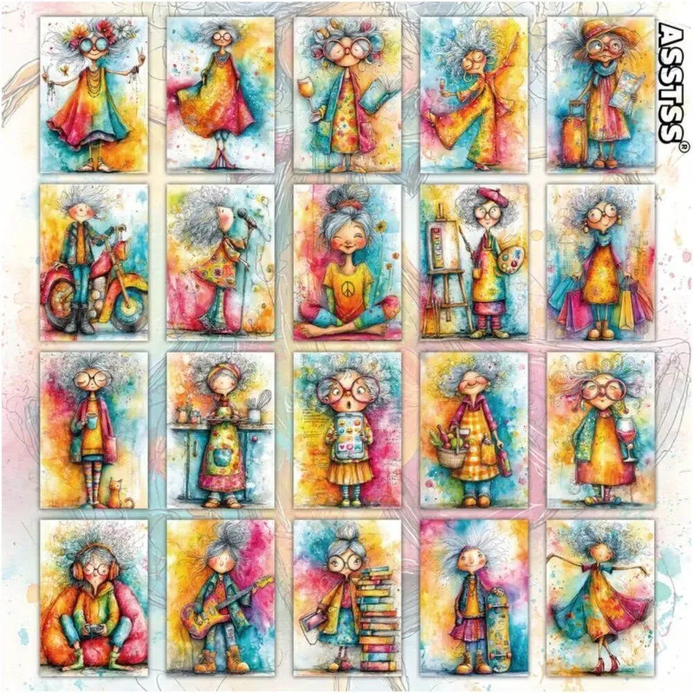 NWT 20pc Quirky Fun Granny Postcard Set Mixed Media Junk Journal Art